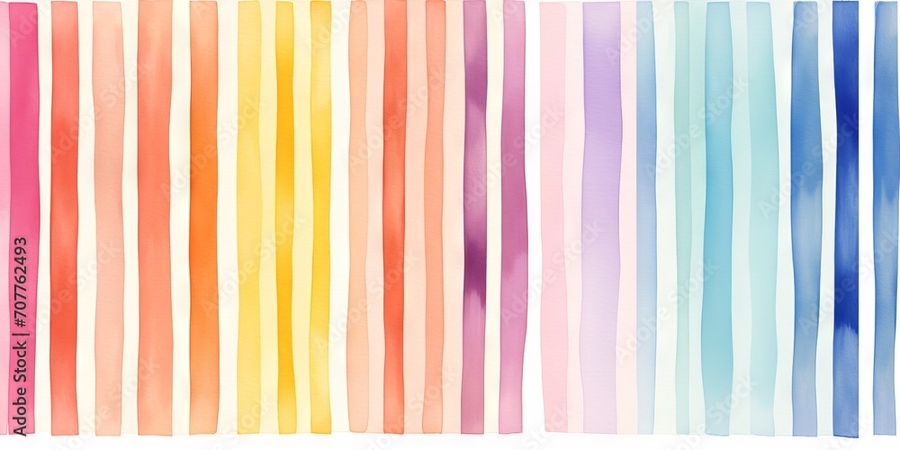 Poster watercolor stripe pattern in vibrant colors on a transparent background