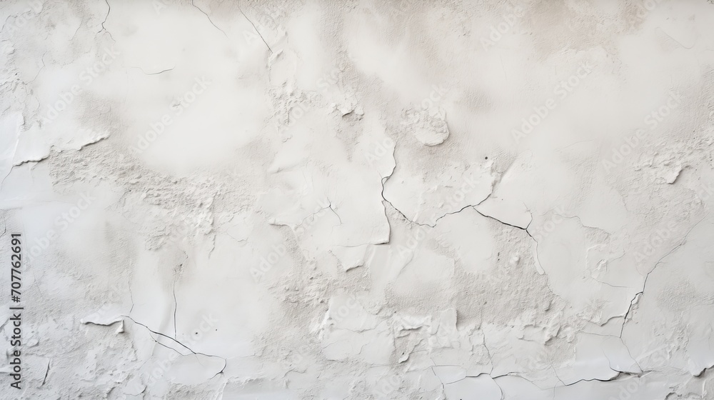 Poster white plaster wall with rough texture and cracks for a rustic and natural background