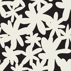 White Abstract Flowers Decorative seamless pattern. Repeating background. Tileable wallpaper print.