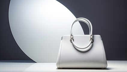Stylish light grey women's handbag showcased against a soft studio backdrop, embodying the latest fashion trends.