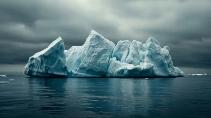 Fotobehang Large floating iceberg. A huge mountain of frozen ice in the ocean. Arctic beauty. © Vladimir