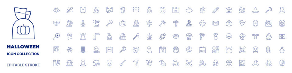 Halloween icon collection. Thin line icon. Editable stroke. Editable stroke. Halloween icons for web and mobile app.