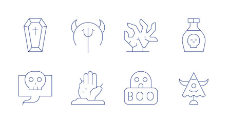Halloween icons. Editable stroke. Containing horror, devil, living dead, poison, karakasakozou, coffin, boo.