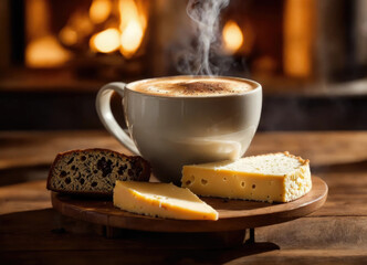 Cup of coffee with cheese
