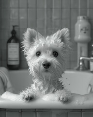 West Highland Terrier bath