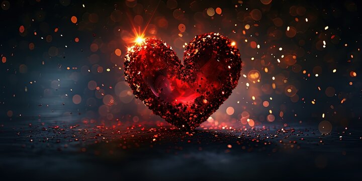 Red heart as a symbol of romantic feelings , love , couple of people in love , valentine's day , background , wallpaper