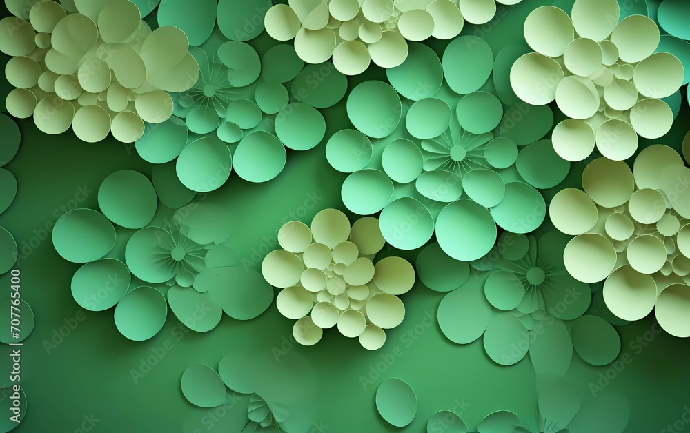 Poster abstract paper circles design green background texture. generative ai