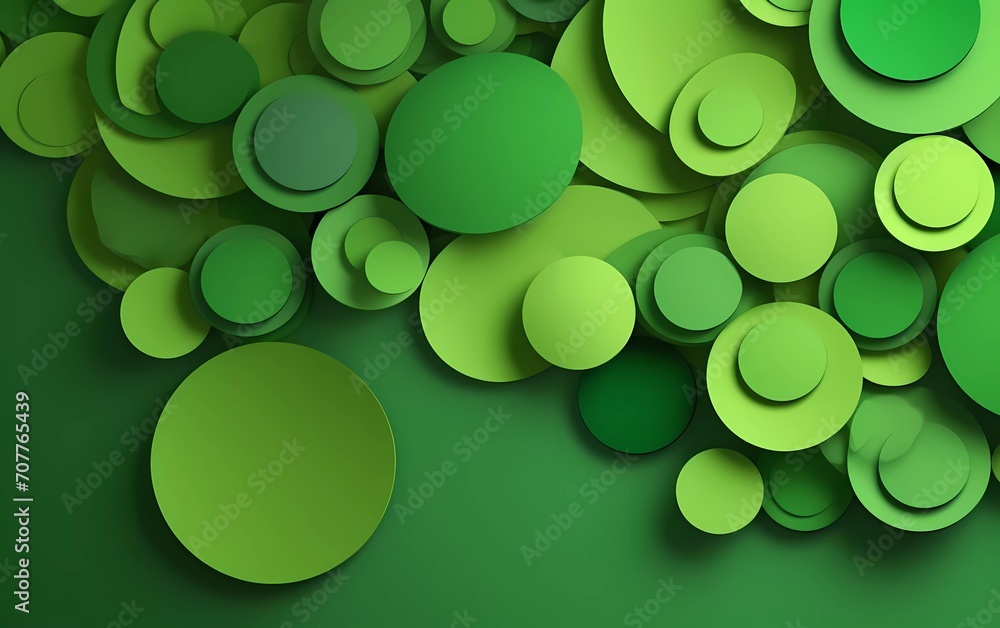 Poster abstract paper circles design green background texture. generative ai