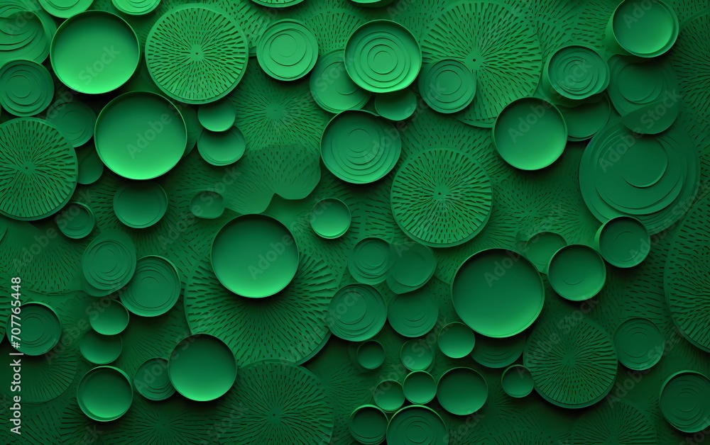 Aufkleber abstract paper circles design green background texture. generative ai