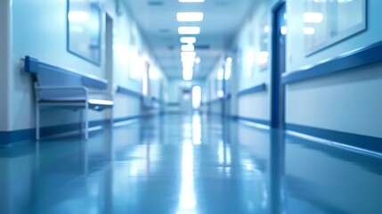 Naklejka na ściany i meble Blurred interior of hospital abstract medical. Ai generative