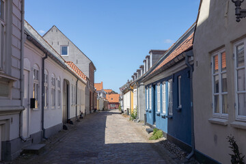 Fototapeta na wymiar Happy walk through Varde city's old town on a great summer's day. West Jutland, Region Southern Denmark