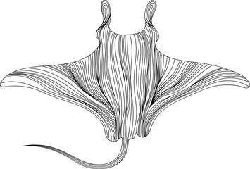 Stingray on a white background. Abstract illustration manta rey for your design. - obrazy, fototapety, plakaty