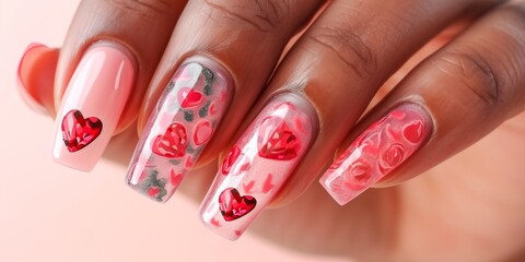 Manicure nail design for beautiful girls. - obrazy, fototapety, plakaty