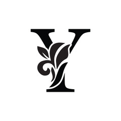 letter Y. flower letters. Vintage ornament initial Alphabet. Logo vector	