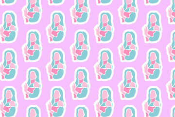 Vector of Women's Day seamless pattern background and shades of pink