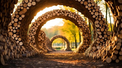 beautiful wooden frames made in a park 
