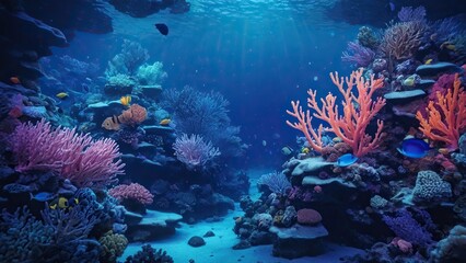 Fototapeta na wymiar Tropical Fish and the Coral Reef shine brightly in the Sunlight