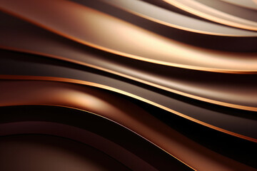 Abstract 3D lines shape waves brown luxury background