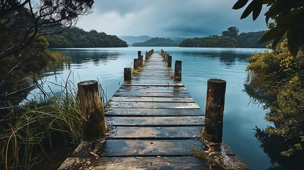 Poster wooden bridge over lake © Smilego