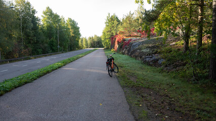 Fototapeta na wymiar bike on the bike path 