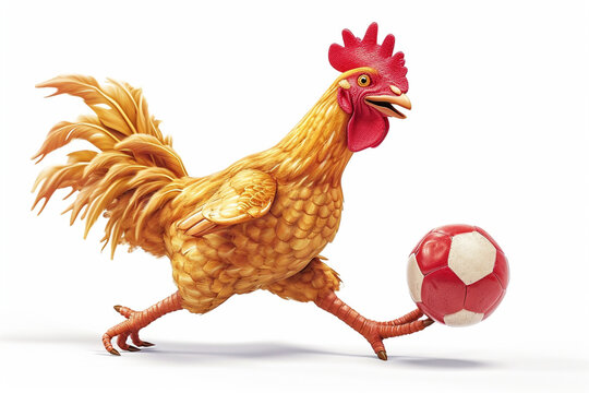 cartoon chicken playing ball