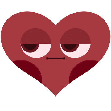 Tired heart shape emoji cartoon illustration