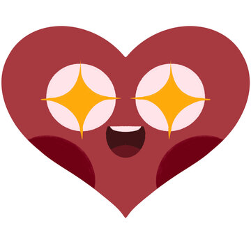 Excited heart shape emoji cartoon illustration