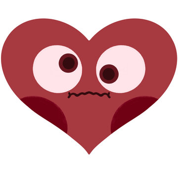 Confuse heart shape emoji cartoon illustration
