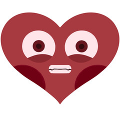 Surprise heart shape emoji cartoon illustration
