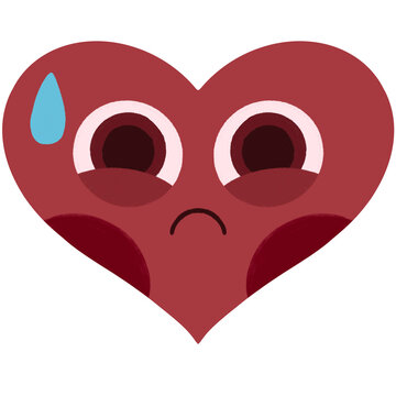 Anxious heart shape emoji cartoon illustration