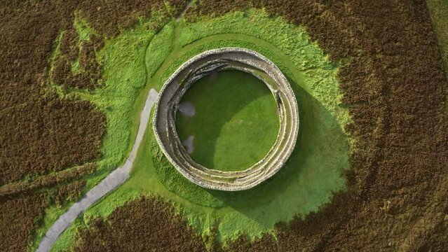 Grianan of Aileach hillfort Ireland Aerial view