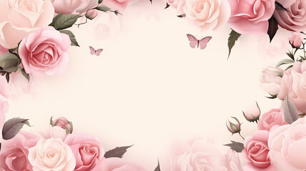 Pink rose composition background, decorative flower background pattern, floral border background