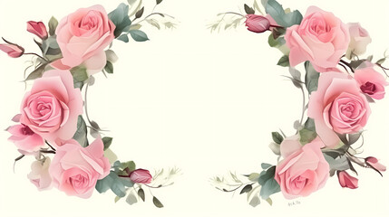 Pink rose composition background, decorative flower background pattern, floral border background