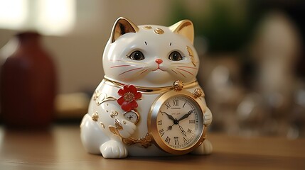 mini cat and clock