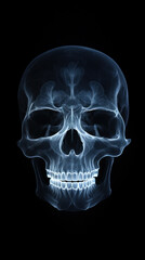 X-ray Image of a Human Skull on Black Background