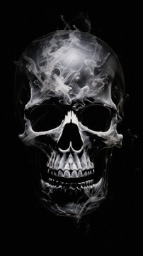 X-ray Image of a Human Skull on Black Background
