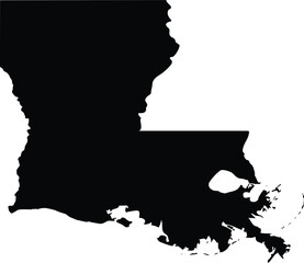 Black Map of US federal state of Louisiana