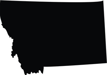 Black Map of US federal state of Montana - obrazy, fototapety, plakaty