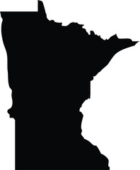 Black Map of US federal state of Minnesota - obrazy, fototapety, plakaty