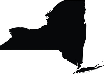 Black Map of US federal state of New York - obrazy, fototapety, plakaty