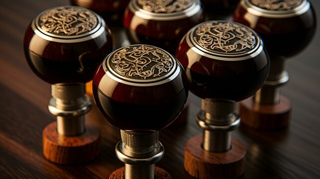 Decorative group of round knobs with intricate designs