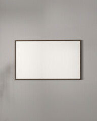 Minimalist white canvas framed in wood on a clean wall, perfect for modern and simple interiors