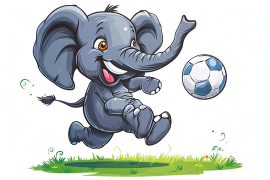 cartoon elephant playing ball