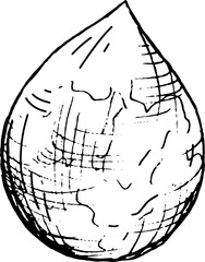 graphic vector image of an avocado fruit pit, hand drawn