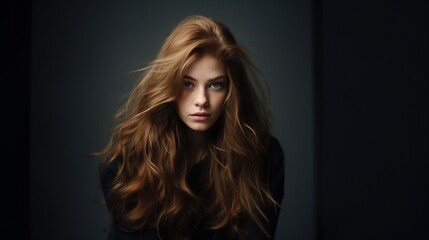Fototapeta premium Light brown young woman with blue eyes portrait image