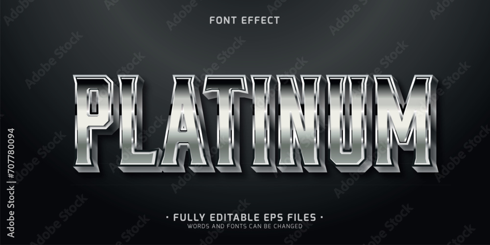 Poster editable vector platinum gradient text effect