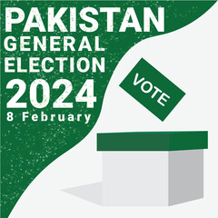 Pakistan's vote ballot box , Pakistan general election 8 February2024 concept. vector illustration 