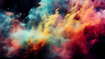 Obraz na płótnie Canvas multicolored smoke spewing in the dark