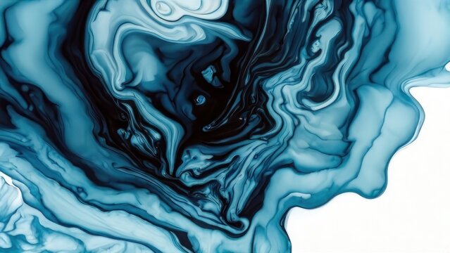 Abstract fluid backdrop, alcohol ink style. Illustration with blue liquid waves. Marble texture. Contemporary artwork, modern poster