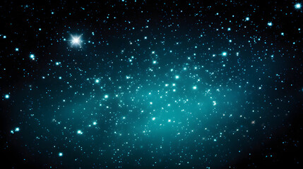 Fototapeta na wymiar bright blue stars in dark space with plenty of dust